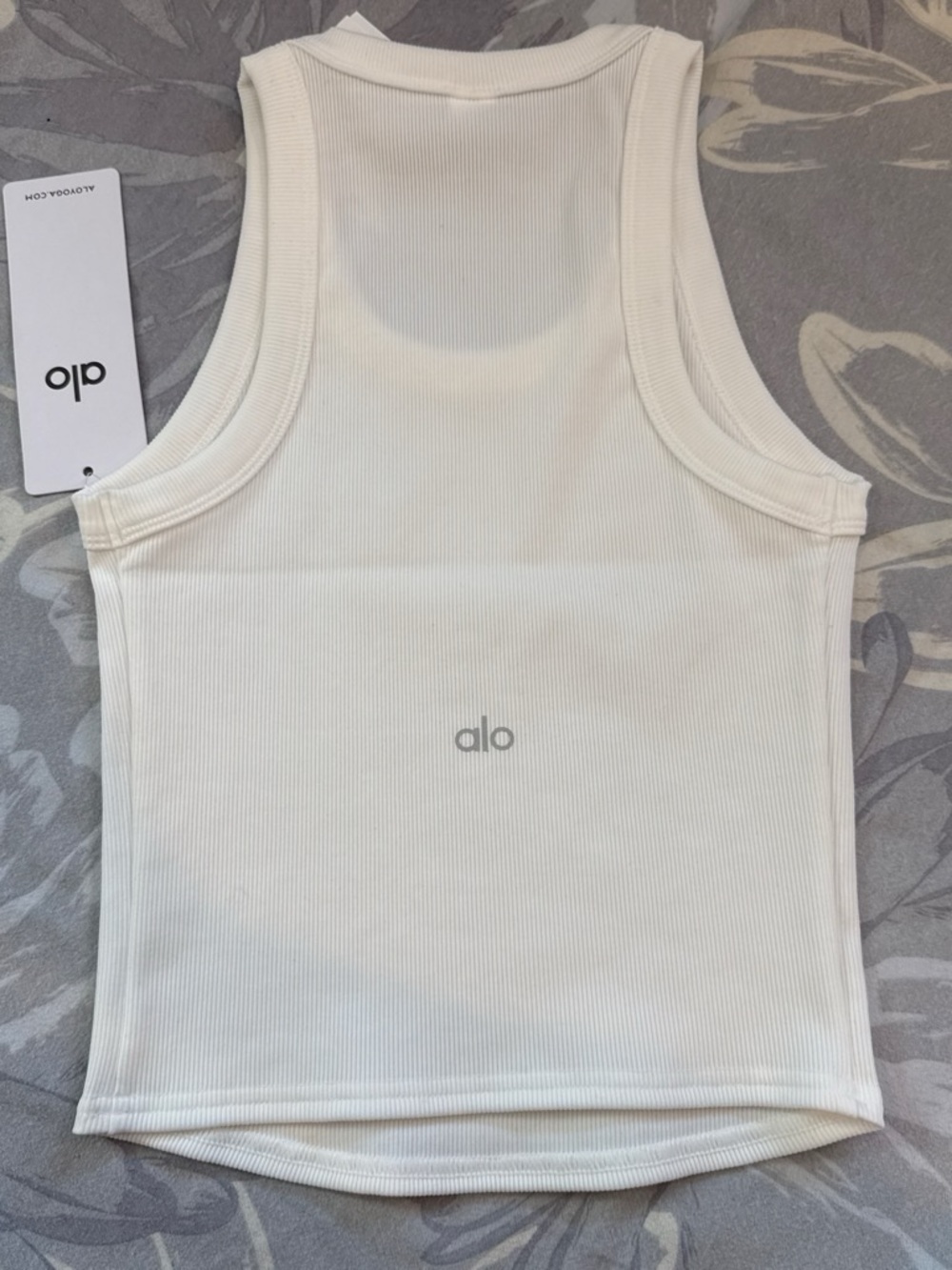 ALO Yoga White Ribbed Racerback Tank - Picture 3 of 5